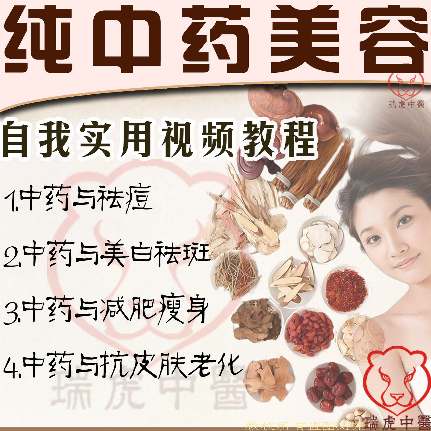 中医中药美容视频教程美白祛痘祛斑瘦身症状诊断机制病理课程