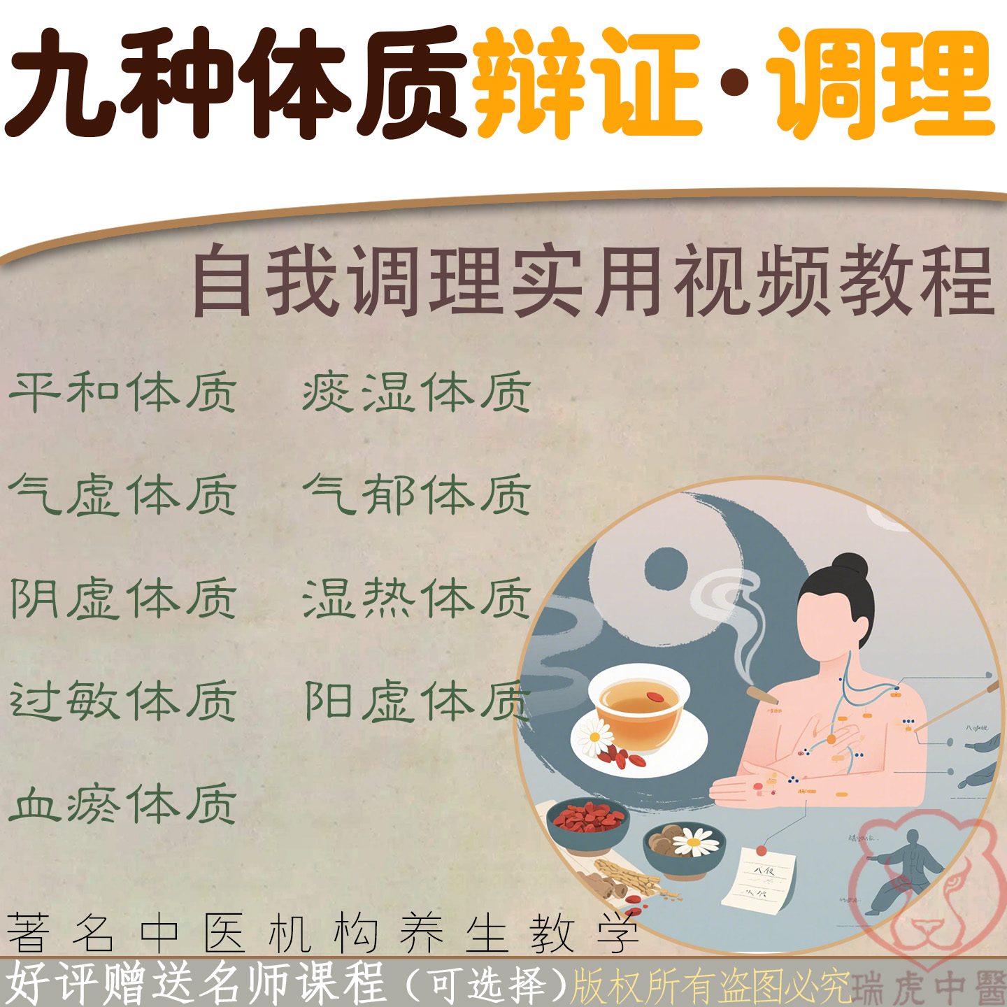 中医养生九种九大体质辨识调理方法视频教程气血辩证治疗课程资料