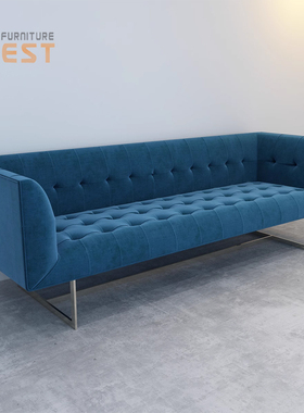 Edward sofa北欧设计师3人位蓝色绒布沙发经典客厅家具Poliform