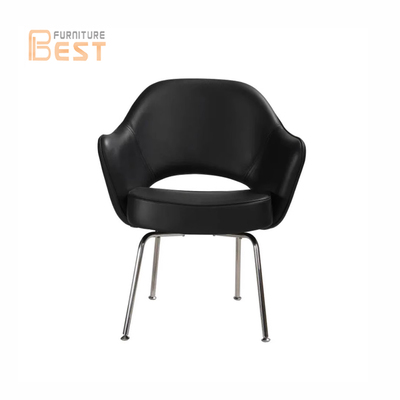 Saarinen Executive Armrest Chair设计师皮艺玻璃钢餐椅不锈钢脚
