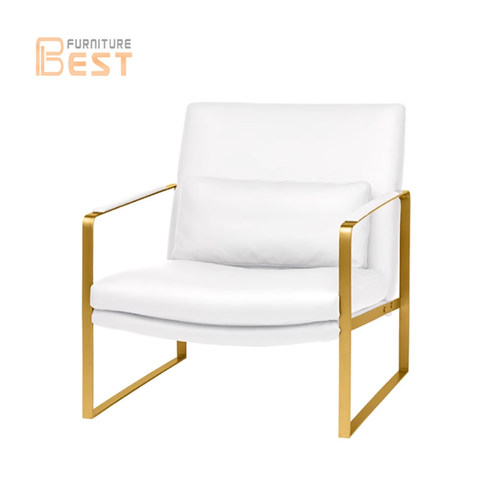 Leman chair北欧设计师单人皮艺沙发椅客厅懒人单椅接待椅镀金架