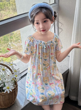 女童睡裙夏季薄款短袖家居服