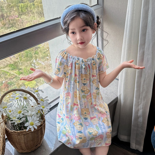 女童睡裙夏季薄款短袖家居服
