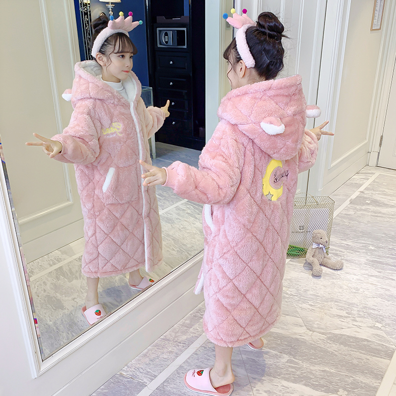 法兰绒睡袍浴袍居家外穿