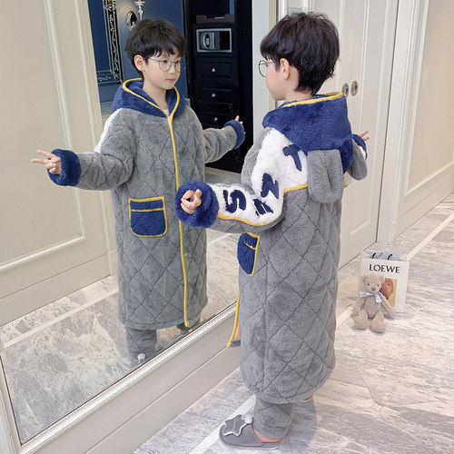 儿童珊瑚绒睡衣秋冬季