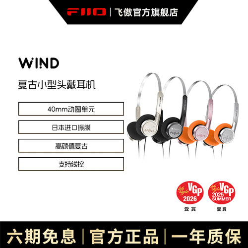 韩国女团ITZY/RCSCENE同款FiiO飞傲雪漫天WIND复古头戴有线耳机