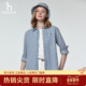 专柜正品 Hazzys哈吉斯春季 女士长袖 水洗牛仔衬衫 休闲通勤上衣