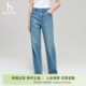 休闲通勤纯色直筒长裤 Hazzys哈吉斯春夏女士牛仔裤 潮 专柜正品