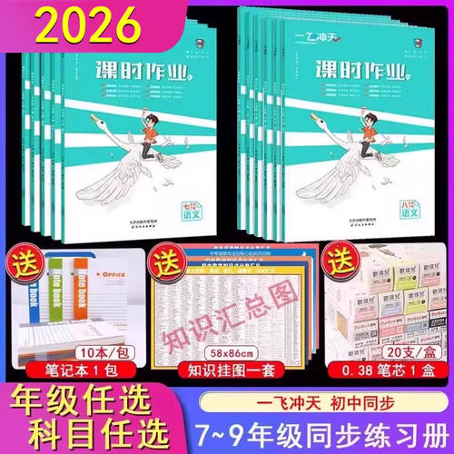 【年级科目任选】2026一飞冲天课时作业七八九年级上下册同步训练九年级全一册语文数学英语物理历史道德与法治789年级初中练习册 - 封面