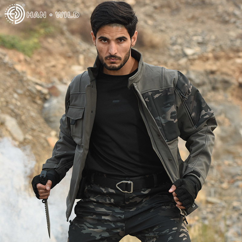 涵野战术冲锋软壳加绒衣加厚秋冬夹克男士户外运动防风保暖