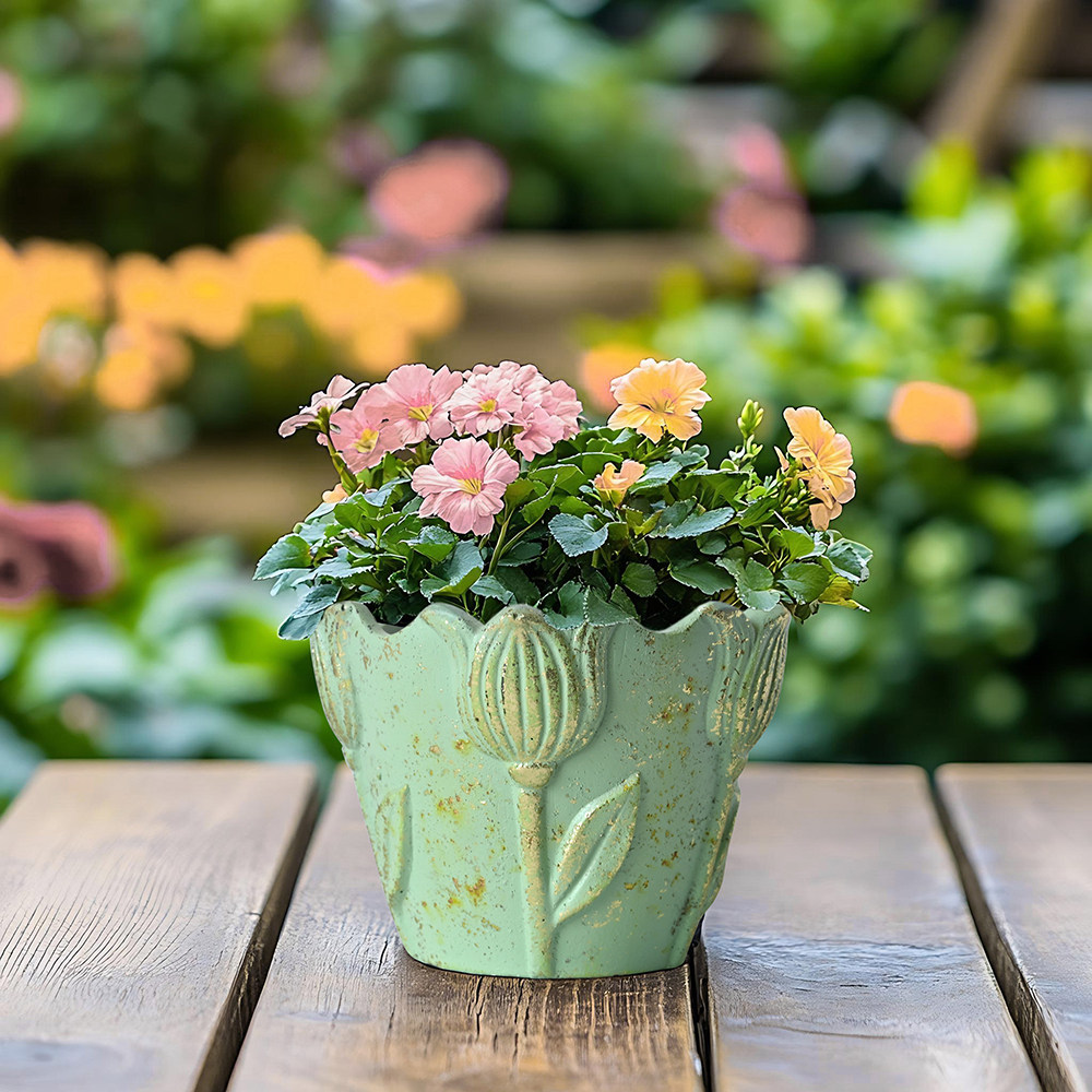 郁金香水泥花盆欧式户外庭院摆件阳台花园多肉草药花盆带排水口,家居饰品,花盆,淘宝优惠券,粉丝福利购,淘宝优惠卷