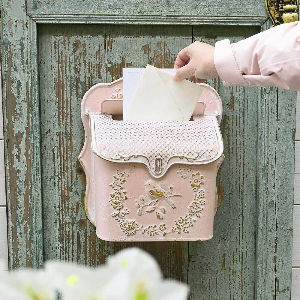 欧式花鸟壁挂信箱粉色做旧铁艺户外花园装饰信报箱防雨防水投递箱,商业/办公家具,邮筒/信报箱,淘宝优惠券,粉丝福利购,淘宝优惠卷