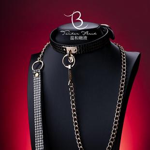 真皮T型项圈女牵引高级感小众鳄鱼蛇皮纹choker铃铛定制颈环圈小m