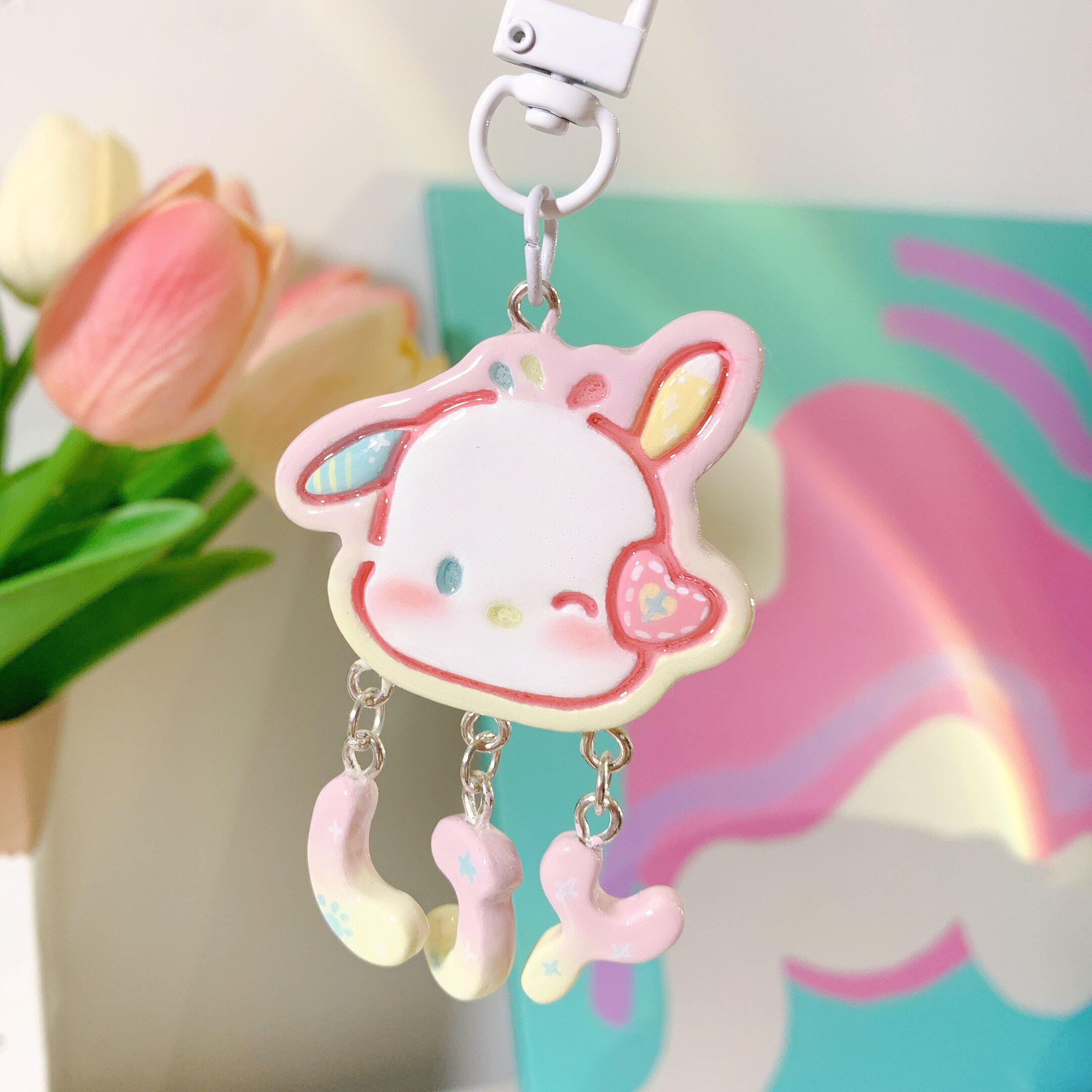 pop x手作定制卡通三丽鸥石塑粘土字母牌 礼物钥匙扣挂件包邮情侣