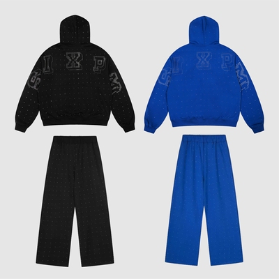 现货SIXPM 6PM烫钻外套连帽卫衣帽衫套装BOXY短宽嘻哈美式DRILL