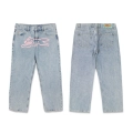 Pink Flying Dog Light Blue Wash