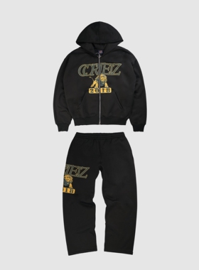 现货CORTEIZ恶魔岛BOXYFIT外套短宽卫衣裤套装美式嘻哈CLEANFIT