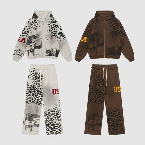 现货VALE FOREVER VALLEY数码做旧拼接贴布拉链卫衣外套美式BOXY