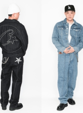 现货CORTEIZ牛仔夹克BOXY裤外套CLEANFIT套装VIBE嘻哈美式DRILL