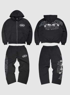 现货CORTEIZ恶魔岛BOXYFIT外套短宽卫衣裤套装美式嘻哈CLEANFIT