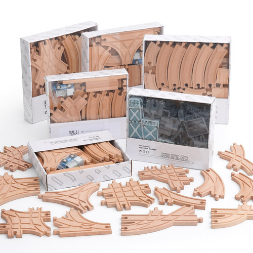 儿童轨道小火车拓展包积木配件套装益智玩具兼容hape轨道玩具