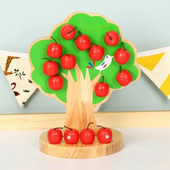 số toán táo gỗ từ Montessori cho trẻ em chơi thực hành nhà hình vui nhộn phù hợp với đồ chơi cha-con