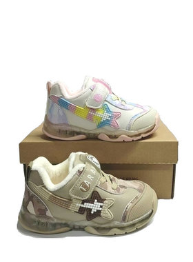 泰兰尼斯男女童冬季加绒保暖闪灯童鞋学步鞋防滑机能鞋T01T4D4833