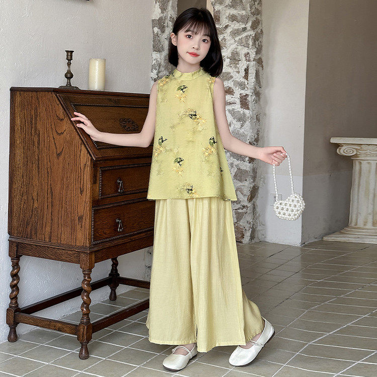 女童夏季无袖套装国风汉服新中式
