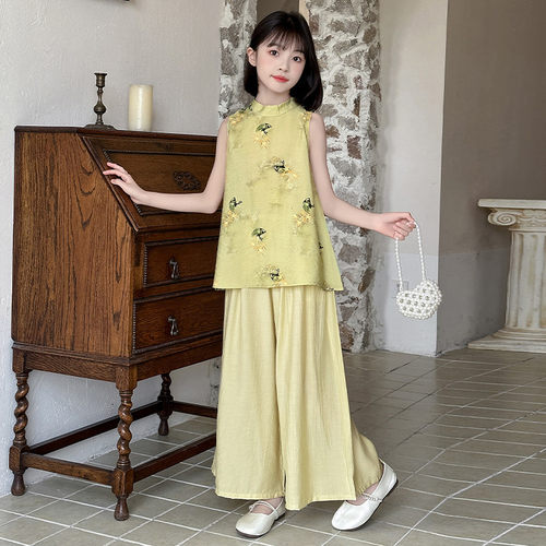 女童夏季无袖套装国风汉服新中式