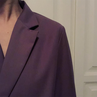 小众ins西服套装 外套 雅灰紫复古宽松休闲西装 与她原创设计春新品