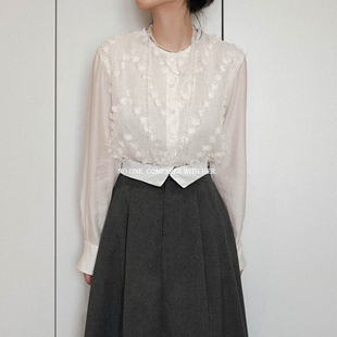 优雅知性白衬衫 复古流苏蕾丝法式 上衣女 新中式 与她小众原创设计