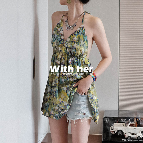 挂脖吊带连衣裙WithHer2024SS