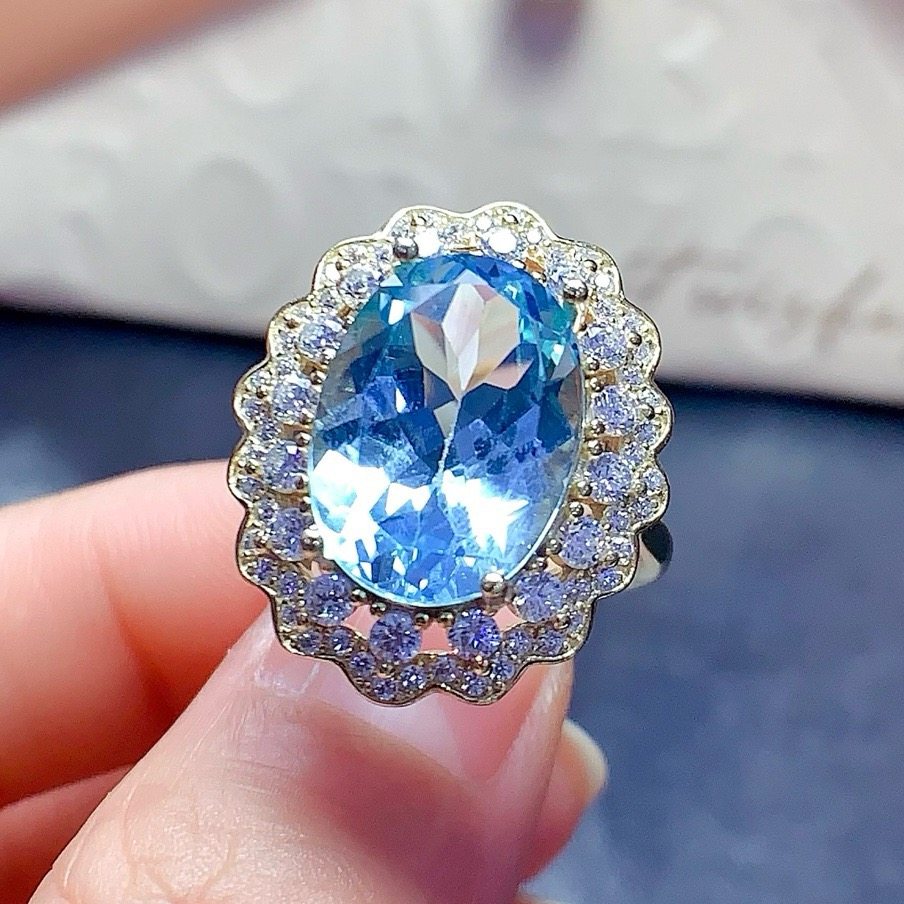 天空蓝托帕石戒指晶体全净火彩爆闪925银精工镶嵌美呆了活口镶嵌,饰品/流行首饰/时尚饰品新,其它首饰,淘宝优惠券,粉丝福利购,淘宝优惠卷