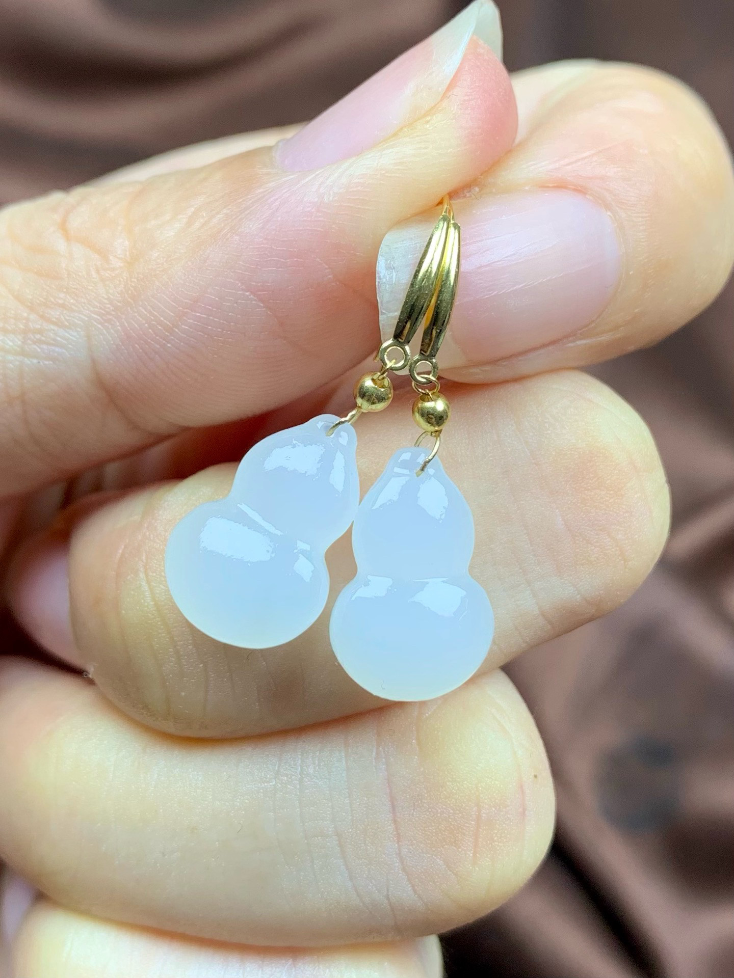 天然和田玉葫芦吊坠镶18k金扣头福禄挂饰锁骨链玉石挂件百搭