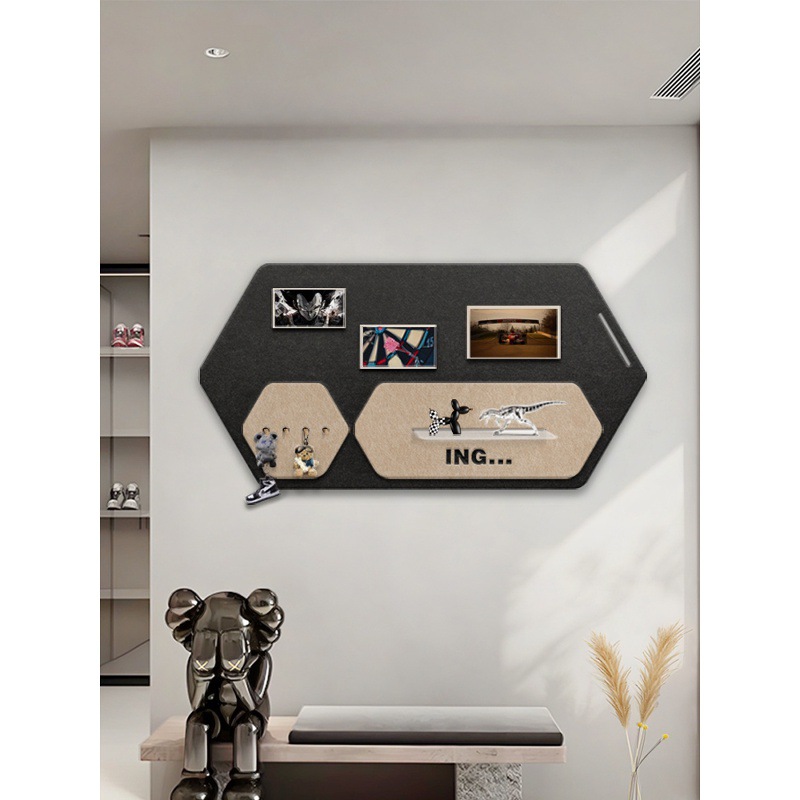 毛毡板置物架洞洞板免打孔不伤墙照片墙留言板墙面收纳软木板墙贴