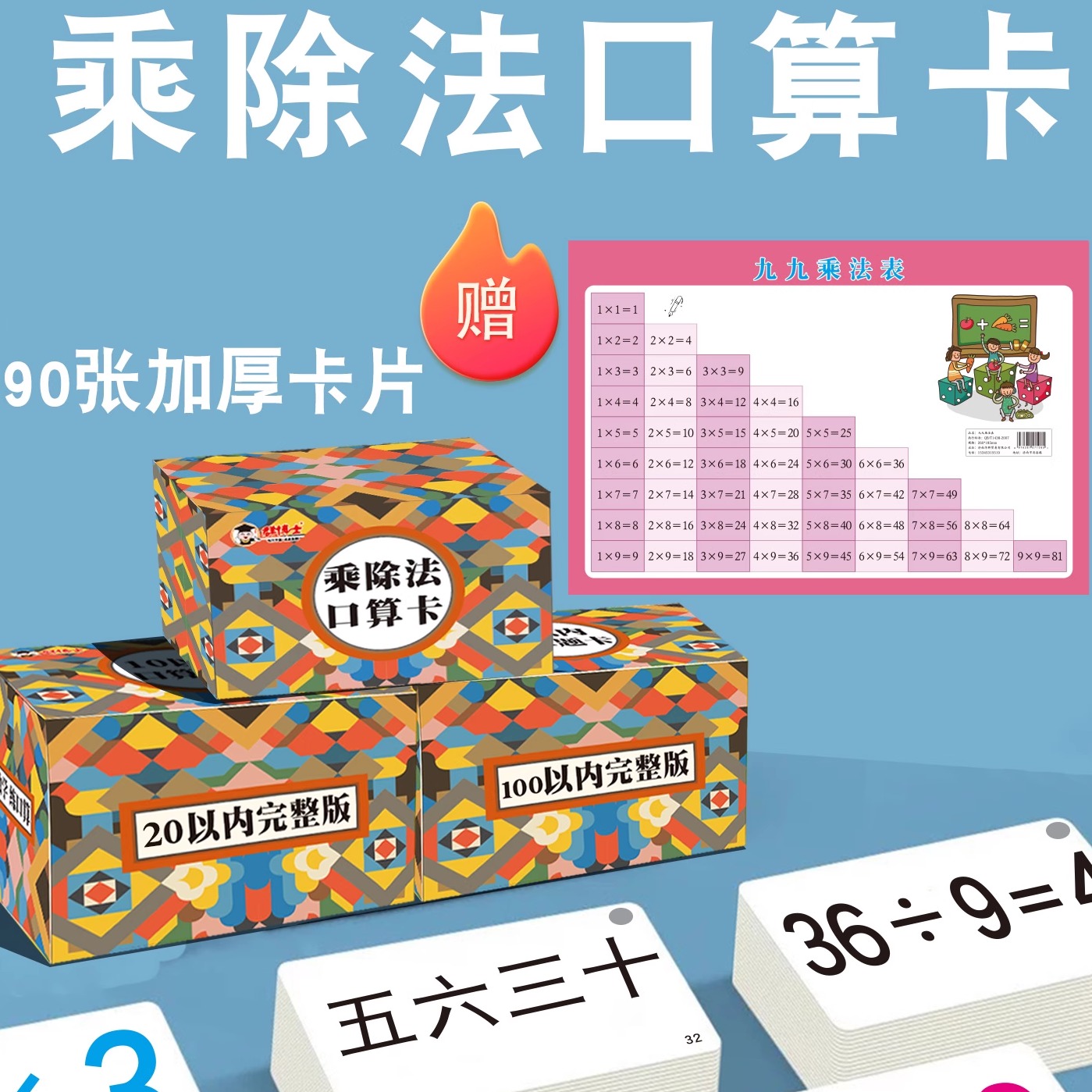 小学99乘除法口诀表口算卡片