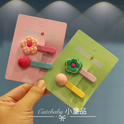 韩系小女孩彩色花朵碎发夹