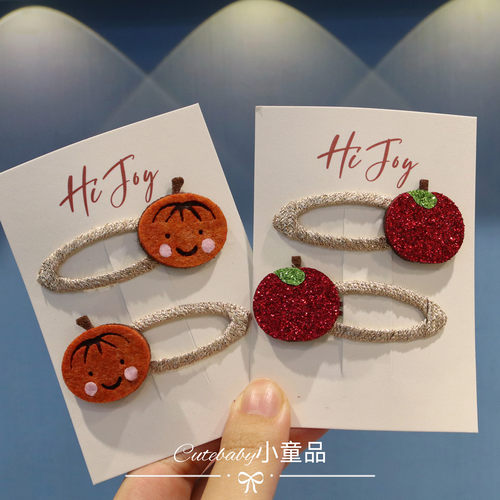 圣诞南瓜苹果女童节日发夹