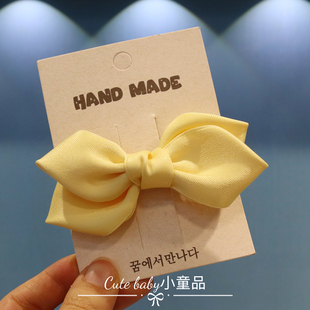 黄色粉色简约韩系儿童蝴蝶结扎马尾顶夹小女孩头饰女童发夹发卡子