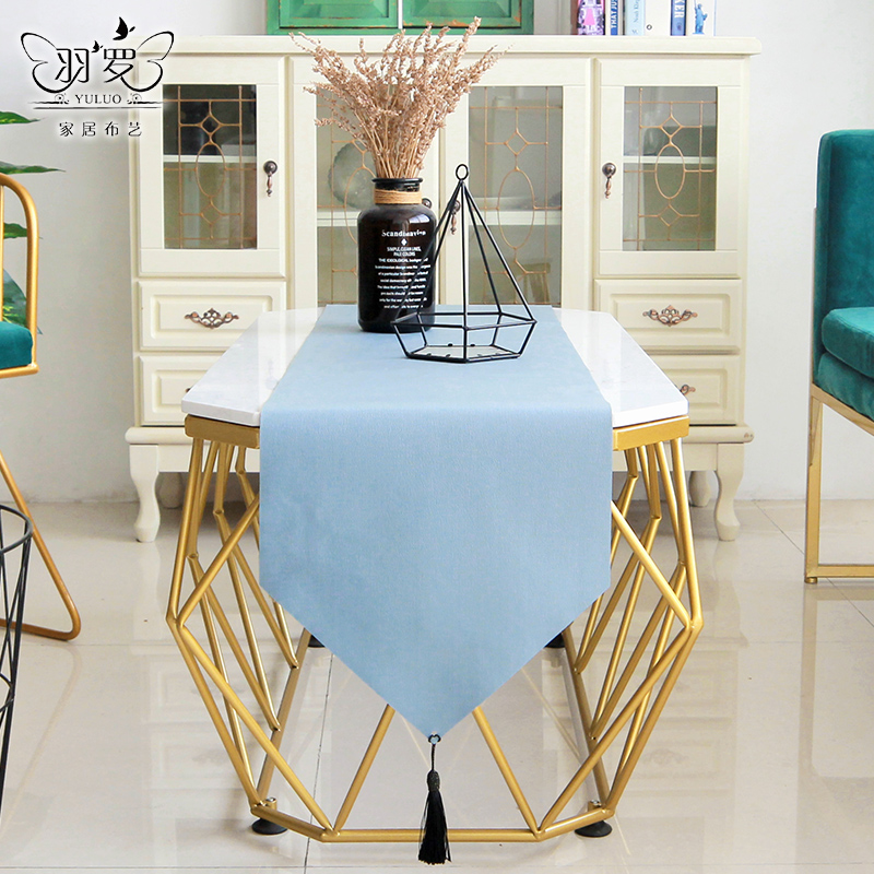 羽罗摩登桌旗轻奢皮纹防水