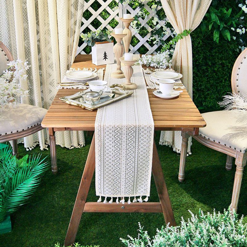 羽罗法式复古流苏编织蕾丝桌旗