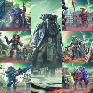 四骑士宇宙军团生化兵太空狗机枪黑人金鹰圣骑士宇宙军团人偶手办