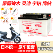 摩托车水电瓶豪之爵铃HJ125T 雨钻天鹰蓄电池 鹰钻E 18灵迪 宇钻