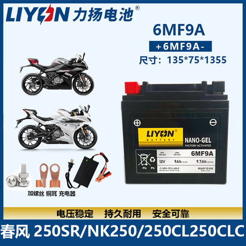 力扬6MF9A春风狒狒摩托车电瓶