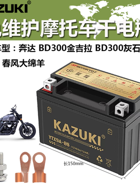 摩托车干电瓶奔达BD300金吉拉 灰石 春风大绵羊 A博士 盗匪蓄电池