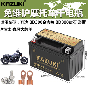 摩托车干电瓶奔达BD300金吉拉 春风大绵羊 A博士 盗匪蓄电池 灰石