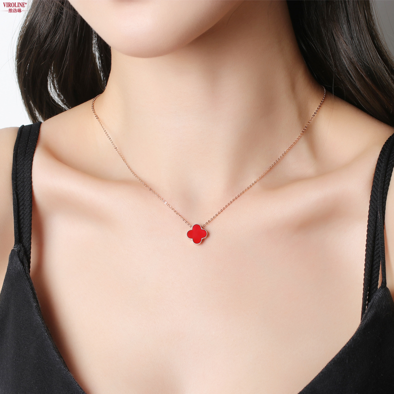 女项链18K金四叶草不褪色