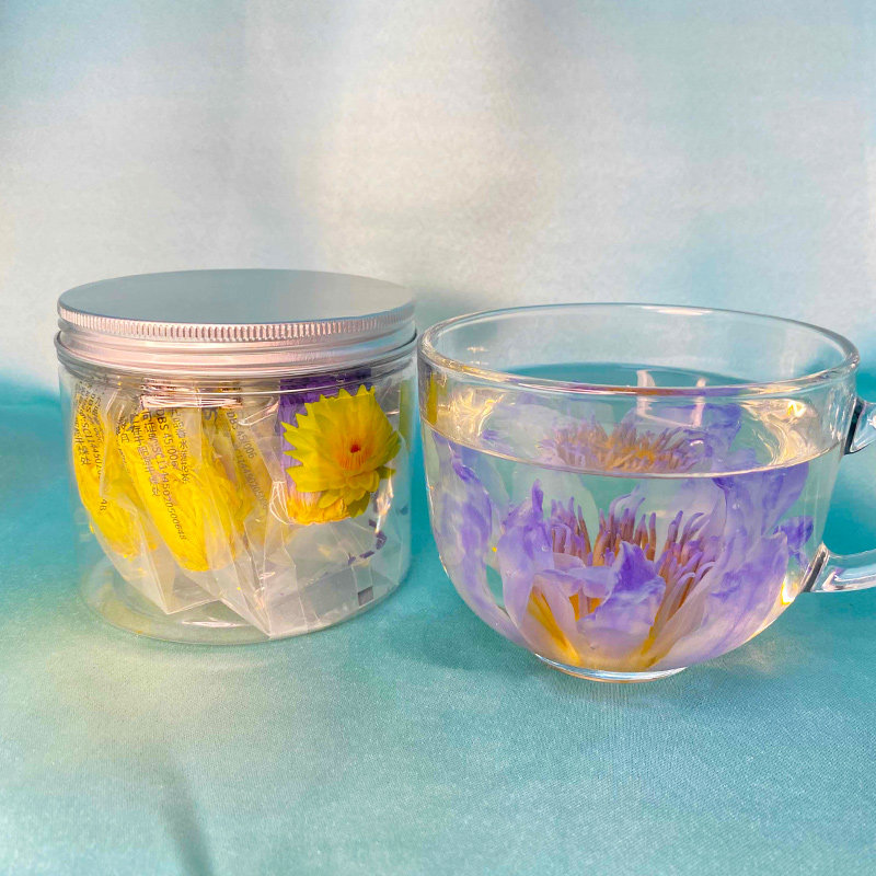 农夫茗程九品香水金莲花精品黄蓝色混合8朵左右/罐20克广西养生观