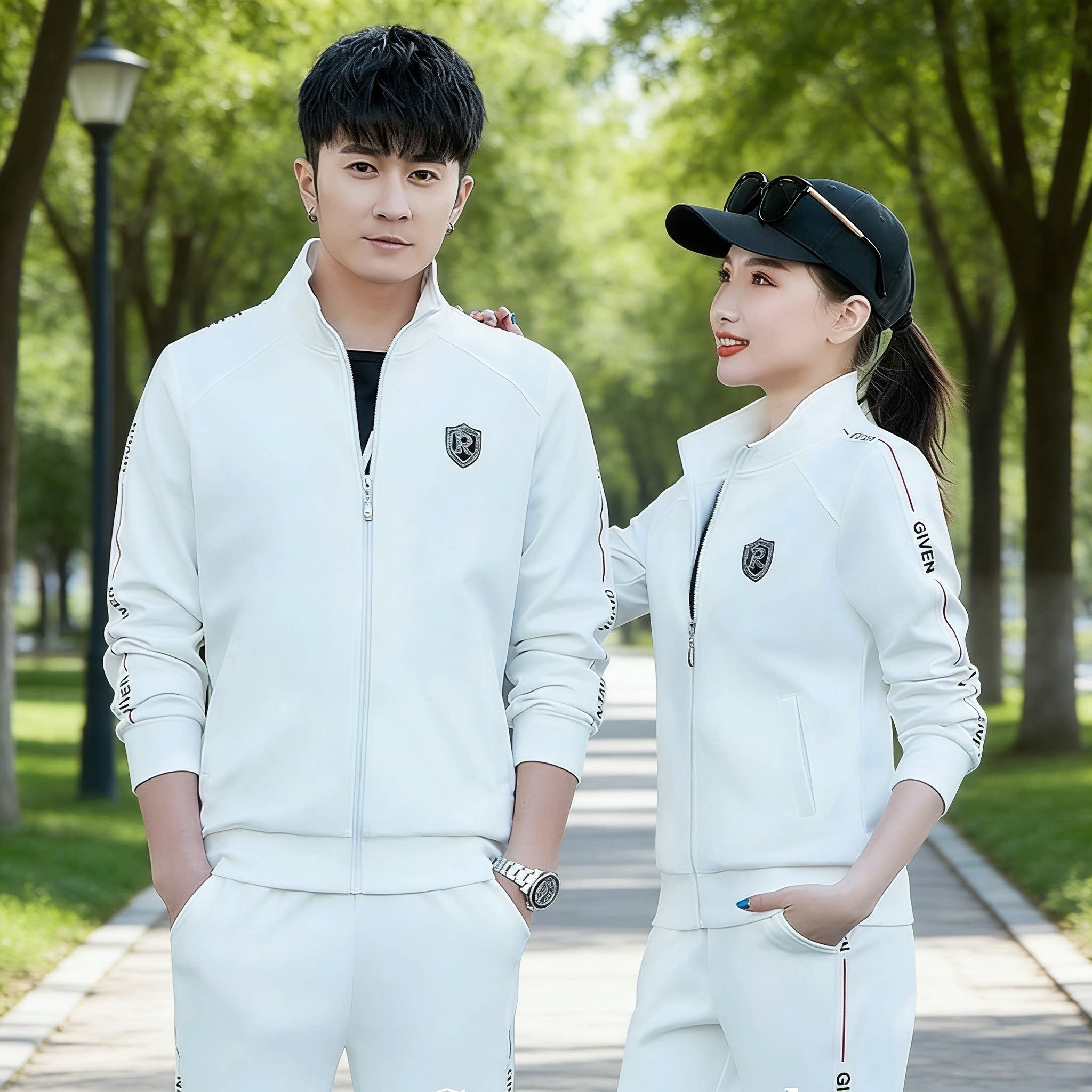 情侣运动套装2026春季新款时尚韩版修身男女通用三件套休闲服开衫