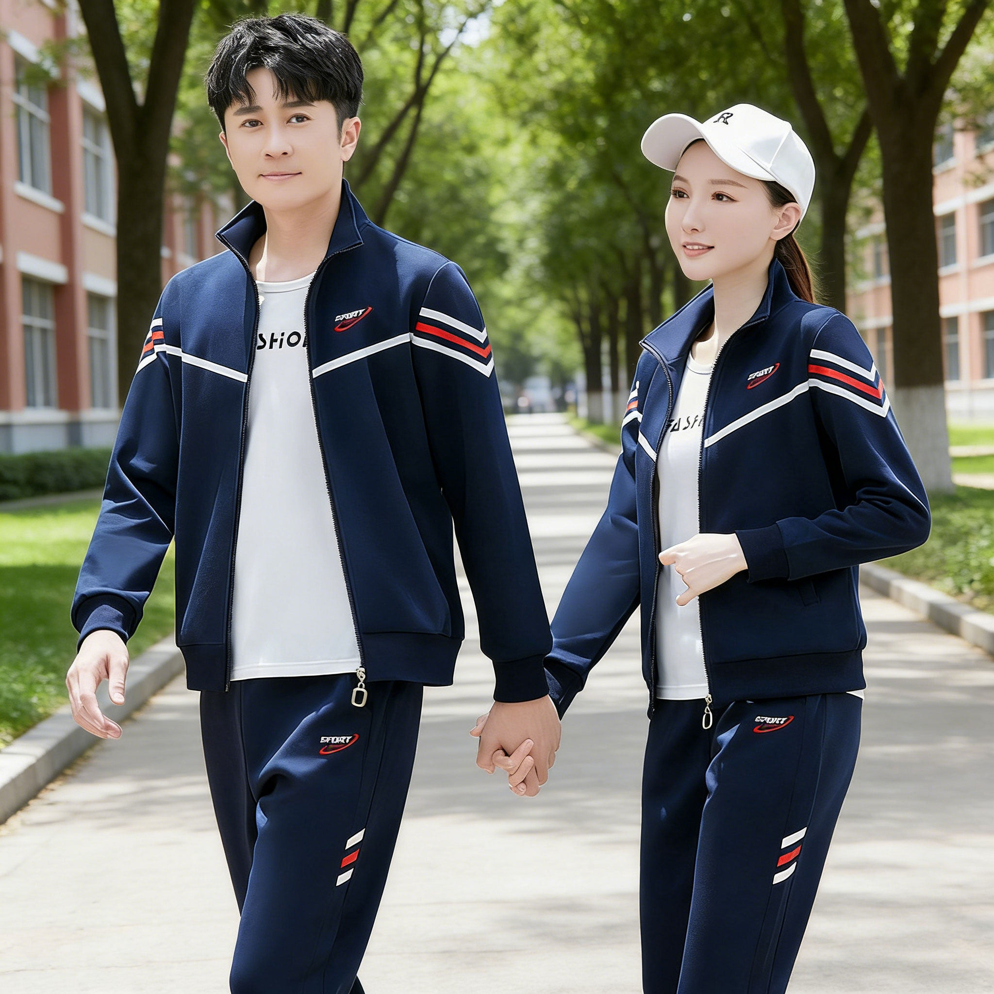 2026春季新款情侣运动套装男女韩版休闲服卫衣三件套高级感跑步服